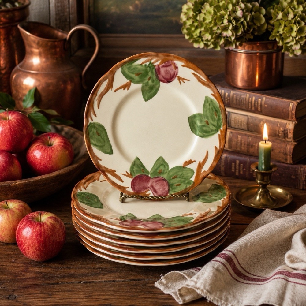 Vintage Franciscan Apple Salad Plates Set of 8 USA 8" Earthenware